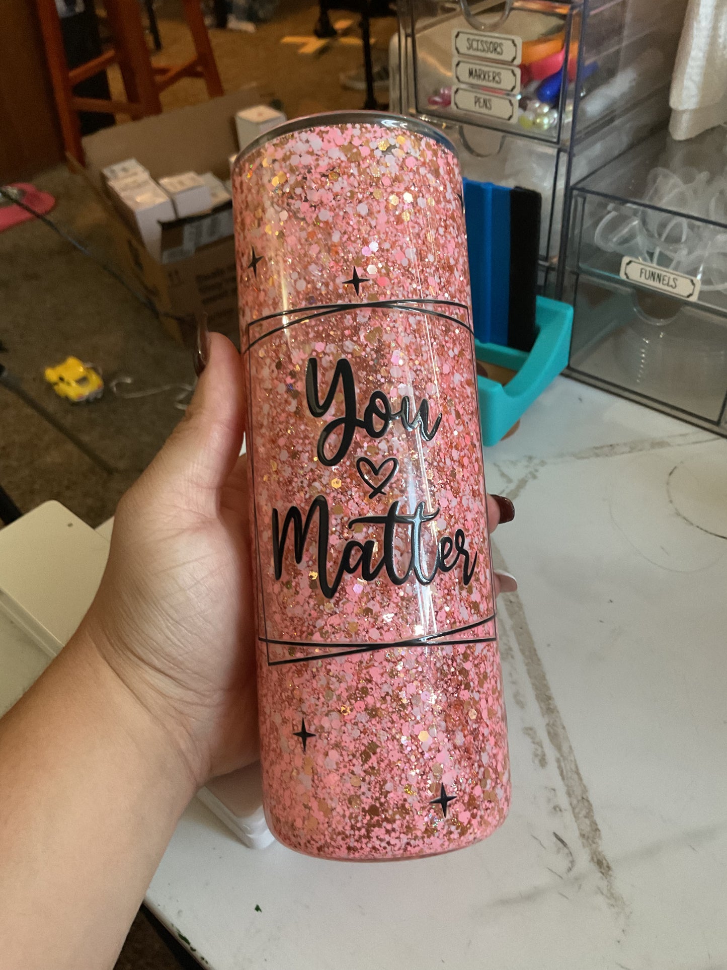 Pink you matter glass