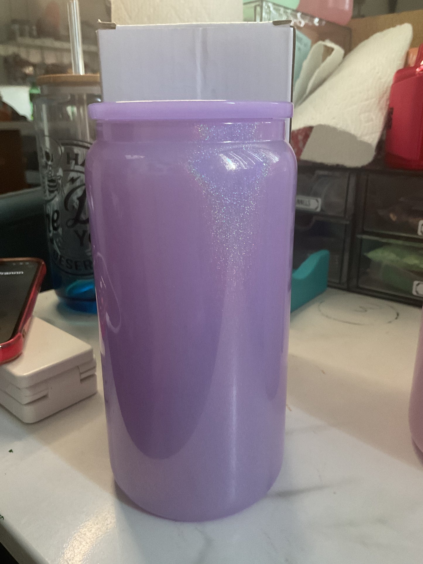 Colored glass 16 oz cups