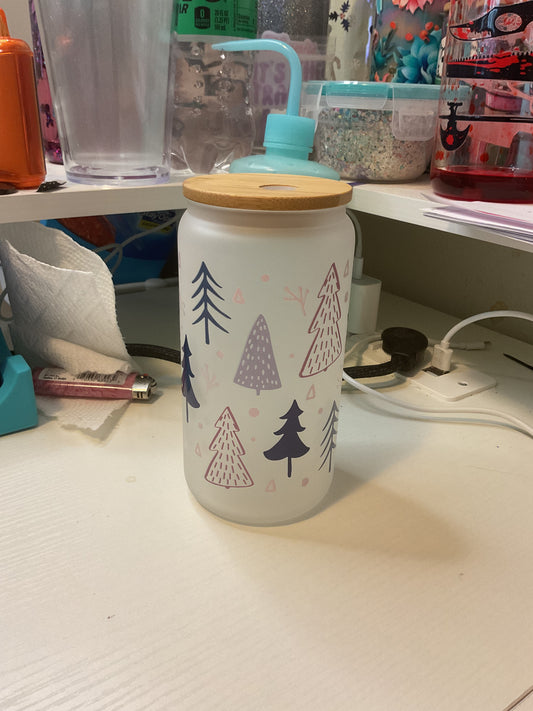 Blue and purple Christmas 16 oz frosted