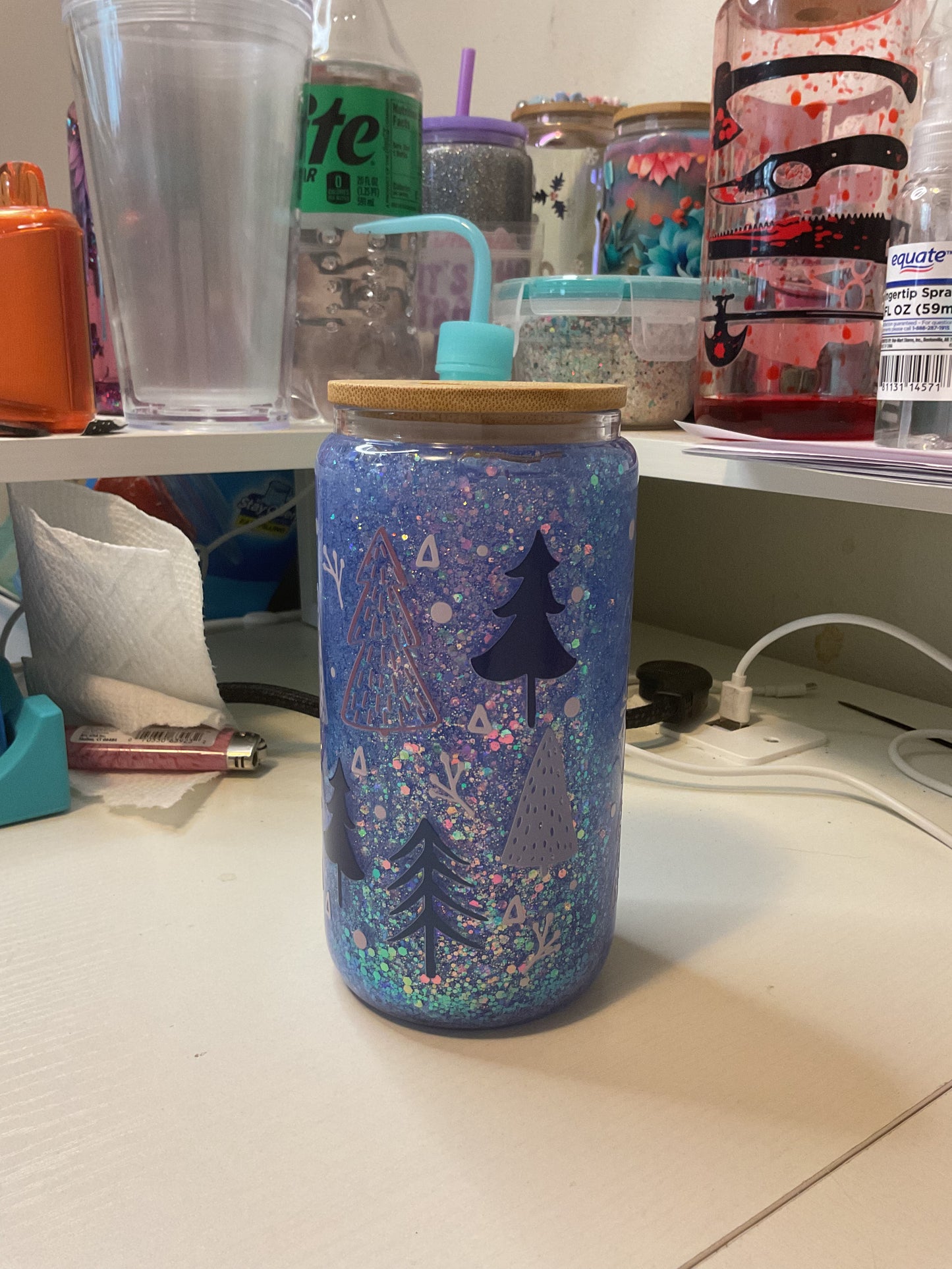 Blue and purple Christmas 12 oz